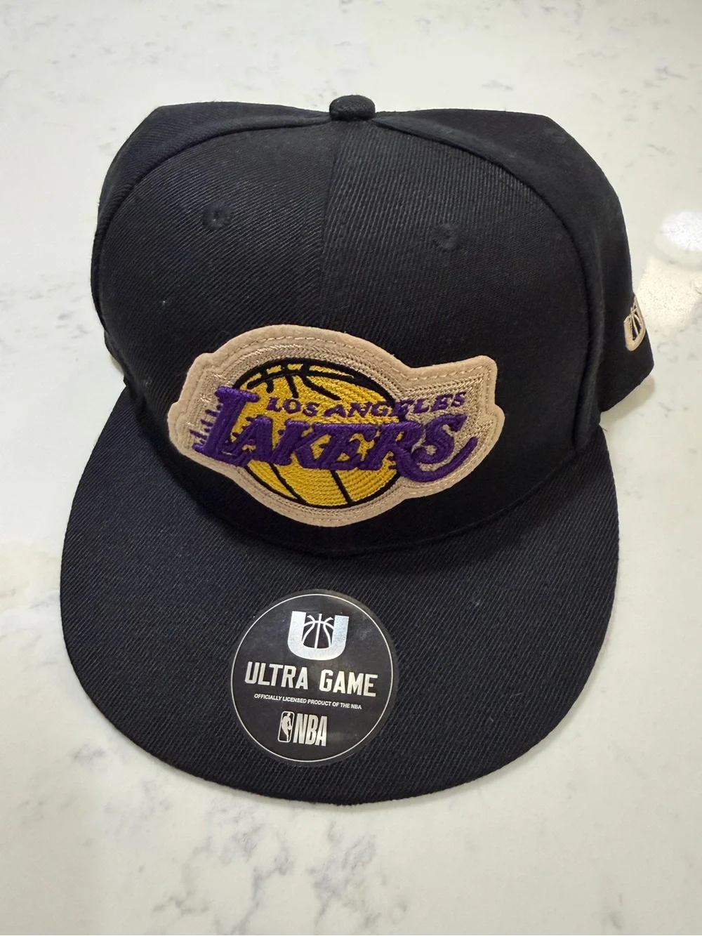 Los Angeles Lakers Black Snapback Cap with Purple & Gold Patch